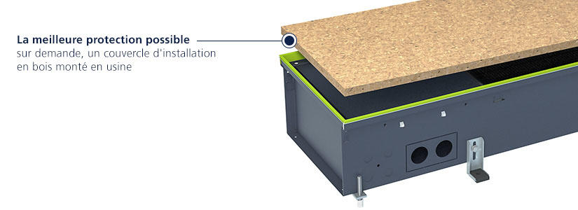 Auge d'un convecteur de sol avec couvercle de montage en bois